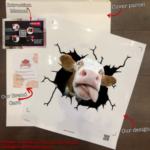 Cow Crack Sticker Car Window Fun Small Stickers White Elephant Gift