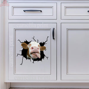 Cow Crack Sticker Car Window Fun Small Stickers White Elephant Gift