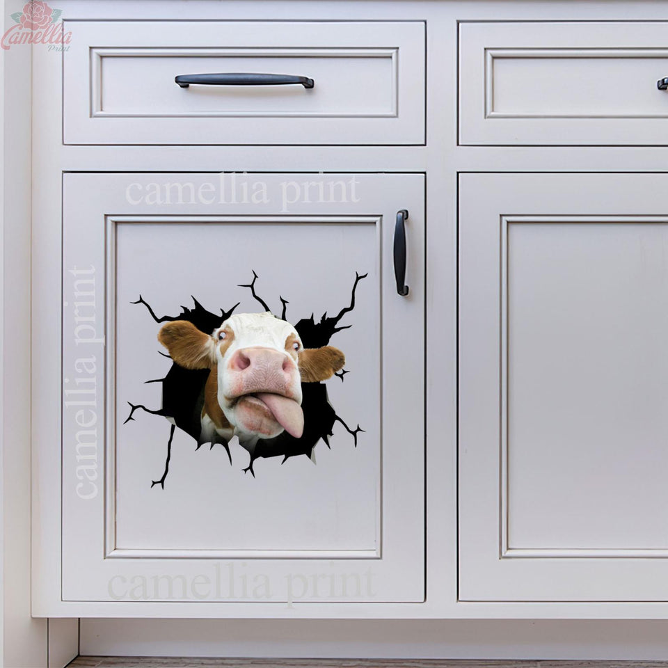 Cow Crack Sticker Car Window Fun Small Stickers White Elephant Gift