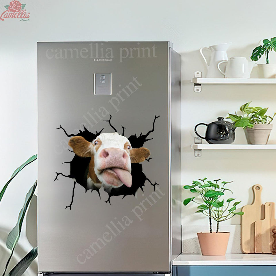 Cow Crack Sticker Car Window Fun Small Stickers White Elephant Gift