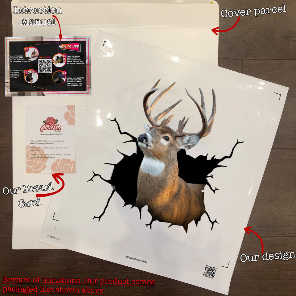 White Tail Deer Crack Sticker Box Nice Window Stickers Gifts For Mom