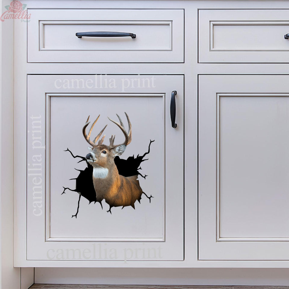 White Tail Deer Crack Sticker Box Nice Window Stickers Gifts For Mom