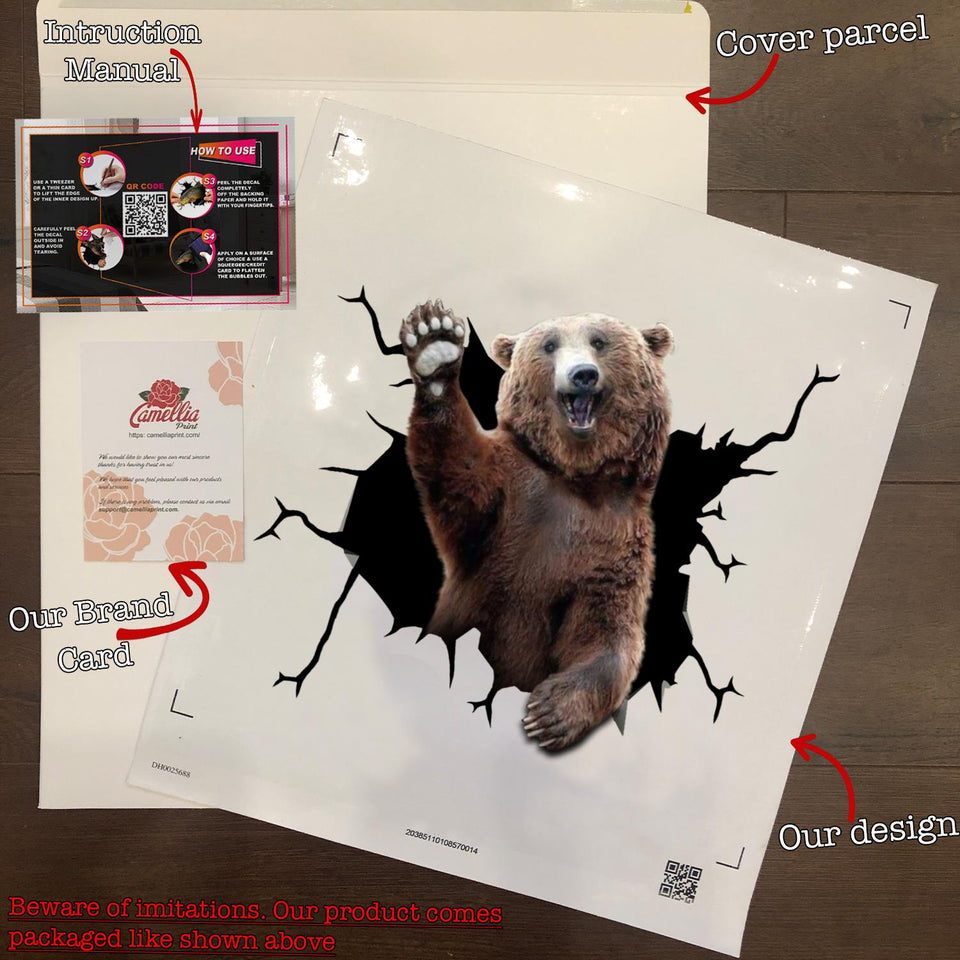 Bear Crack Stickers For Scrapbooking Cool Custom Vinyl Stickers Gifts For Friends Birthday