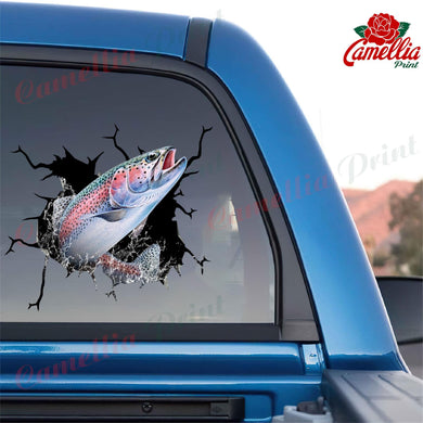 Trout Fishing Crack Sticker Emoji Pretty Water Bottle Labels Couple Gift Ideas