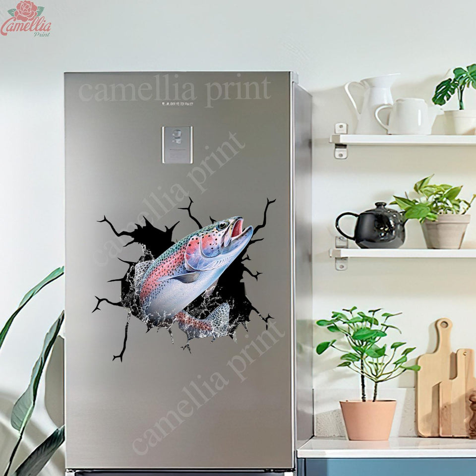 Trout Fishing Crack Sticker Emoji Pretty Water Bottle Labels Couple Gift Ideas