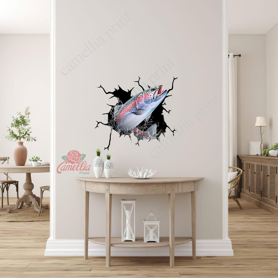 Trout Fishing Crack Sticker Emoji Pretty Water Bottle Labels Couple Gift Ideas