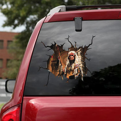 [sk0943-snf-ptd]-native-america-crack-car-sticker
