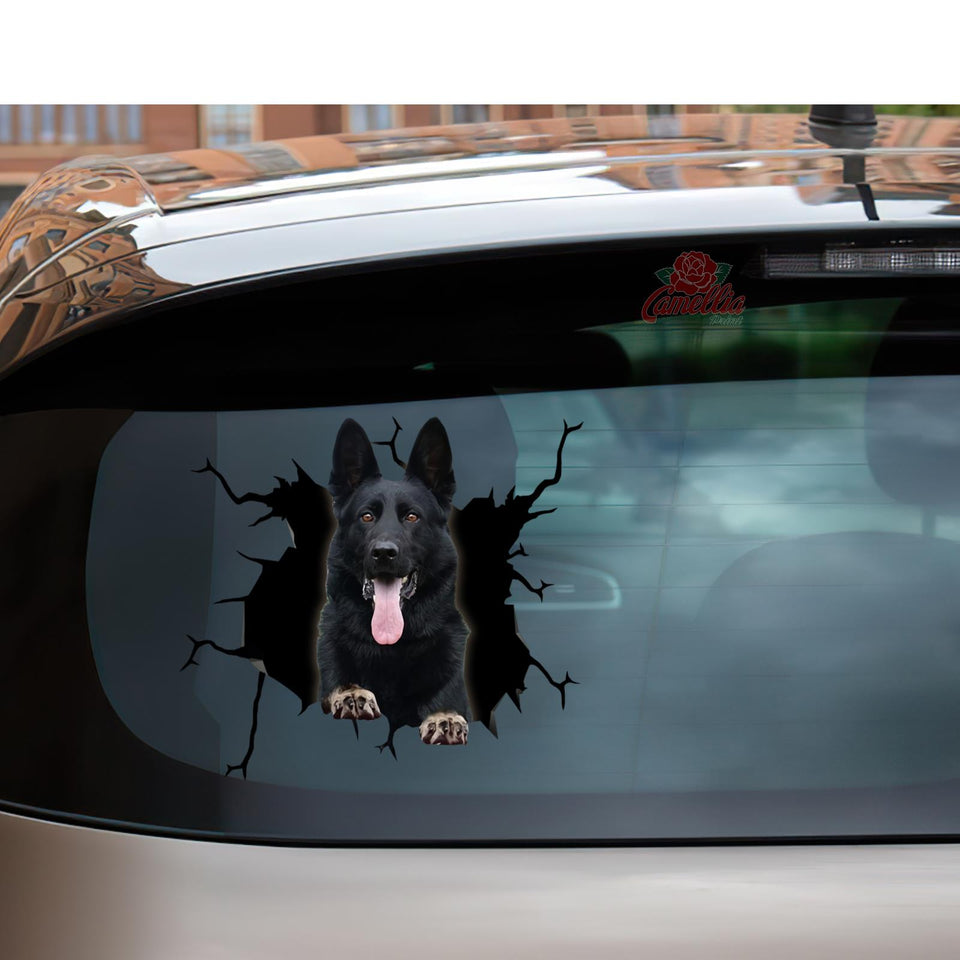 Black German Shepherd Crack Decals For Windows Funny Pictures Custom Sticker Maker Christmas Gift Ideas For Mom