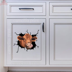 Red Angus Cow Crack Sticker Cute Funny Car Decal Stickers Gifts For Dad