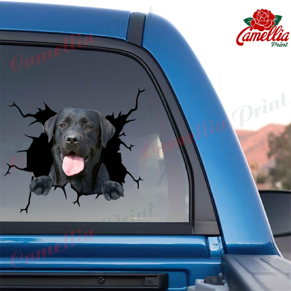 Black Labrador Crack Decor Decal Funny Faces Custom Stickers Couple Gift Ideas