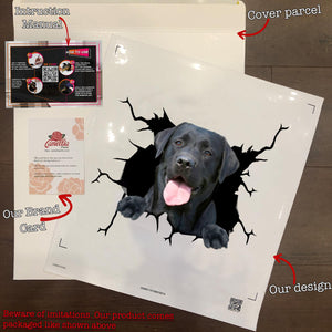 Black Labrador Crack Decor Decal Funny Faces Custom Stickers Couple Gift Ideas