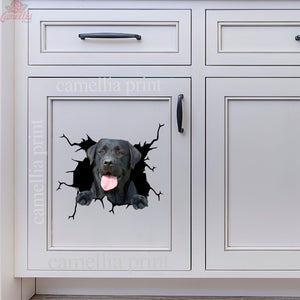 Black Labrador Crack Decor Decal Funny Faces Custom Stickers Couple Gift Ideas