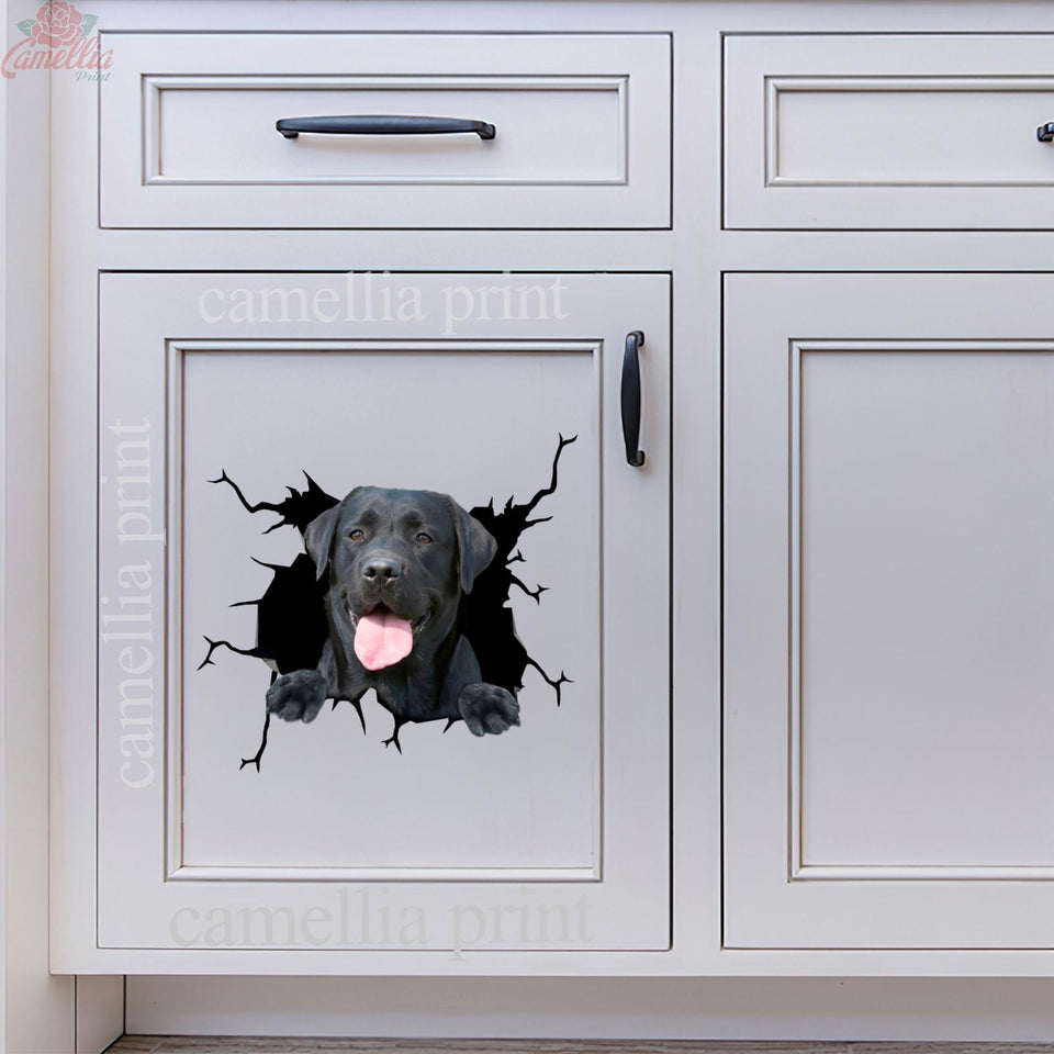 Black Labrador Crack Decor Decal Funny Faces Custom Stickers Couple Gift Ideas