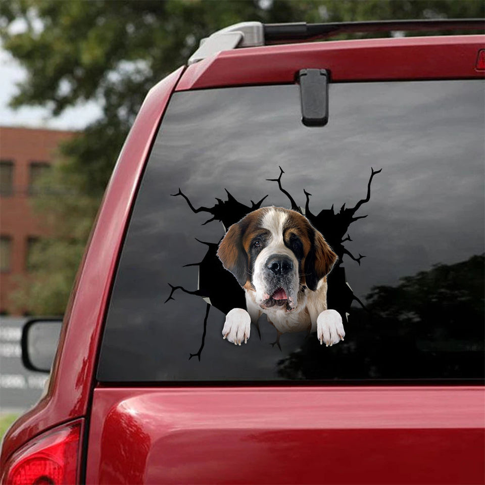[sk1486-snf-tnt]-st.-bernard-crack-car-sticker-dogs-lover