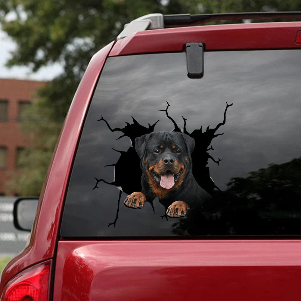 [sk1529-snf-tnt]-rottweiter-crack-car-sticker-dogls-lover