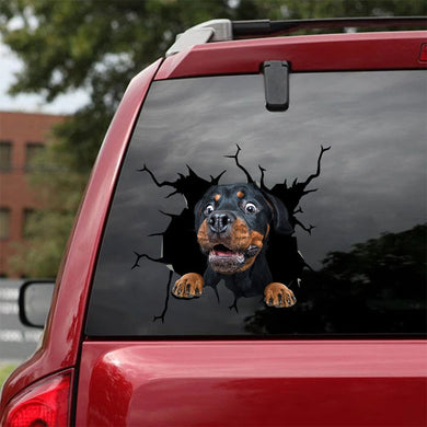 [sk1530-snf-tnt]-rottweiter-crack-car-sticker-dogls-lover