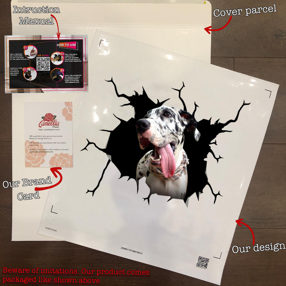 Great Dane Crack Sticker Design Lovable 3d Sticker Christmas Gifts For Sister