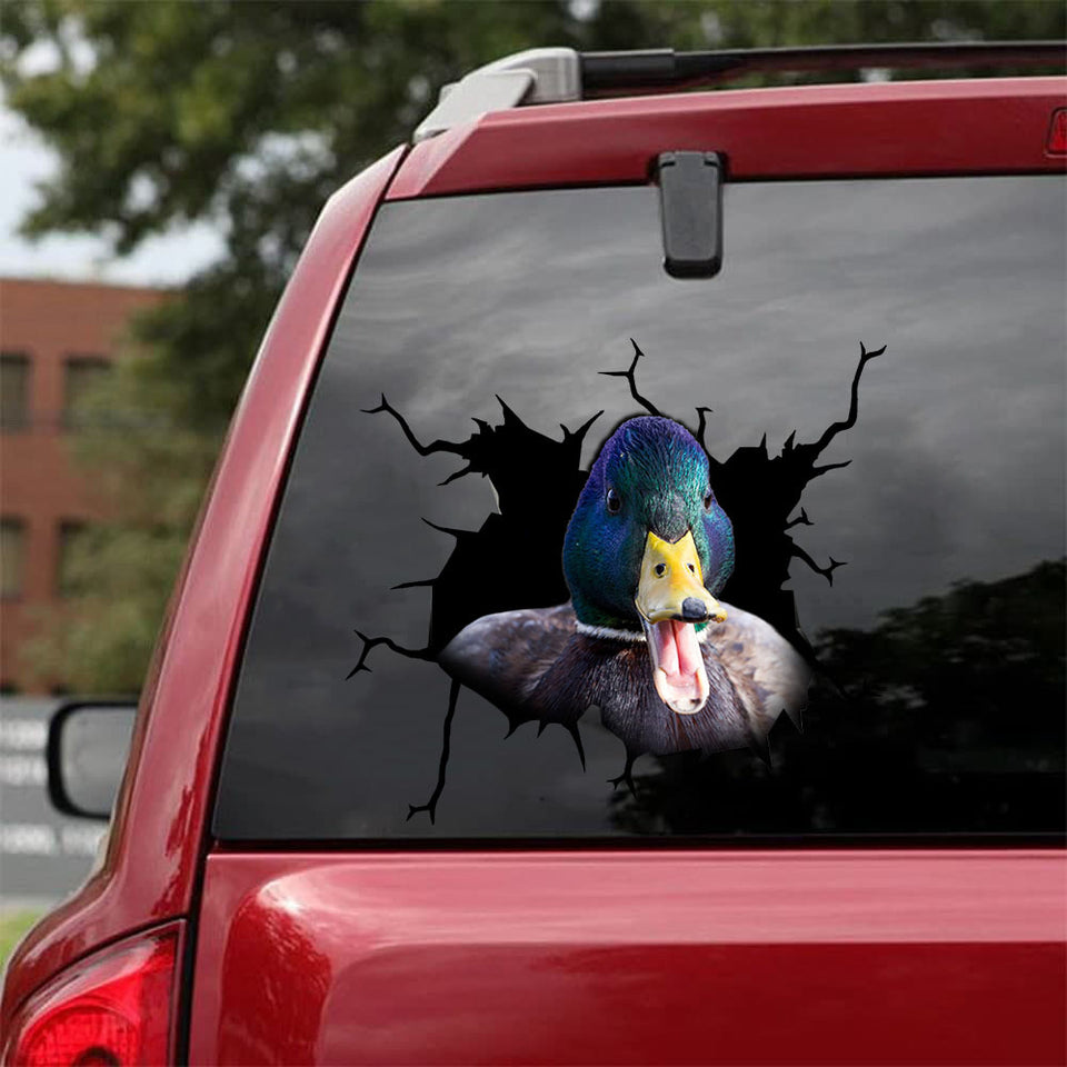 [sk1737-snf-tnt]-mallard-duck-crack-car-sticker-hunting-lover