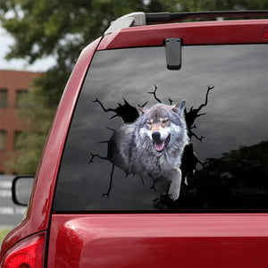 [sk1820-snf-lad]-wolf-crack-sticker-animals-lover