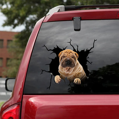 [sk1913-snf-tpa]-shar-pei-crack-car-sticker-dogs-lover