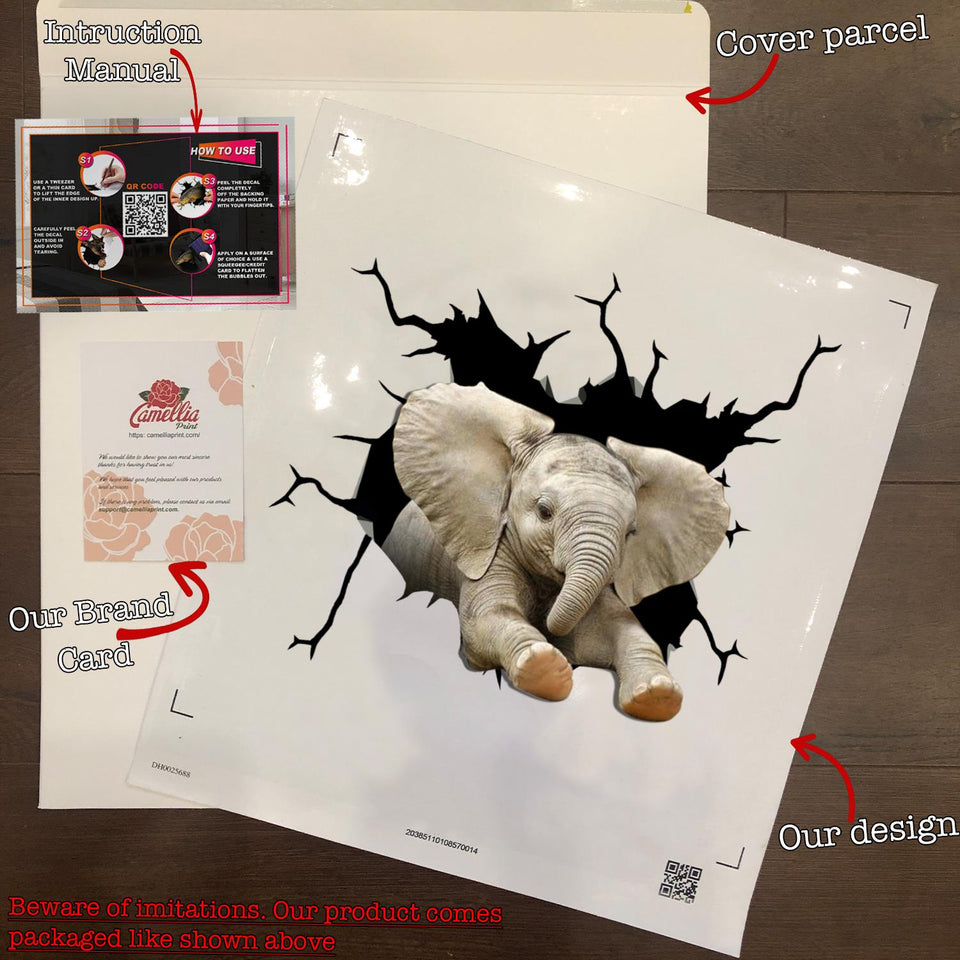 Elephant Crack Decor Decal Funny Vinyl Decals Anniversary Gifts For Men