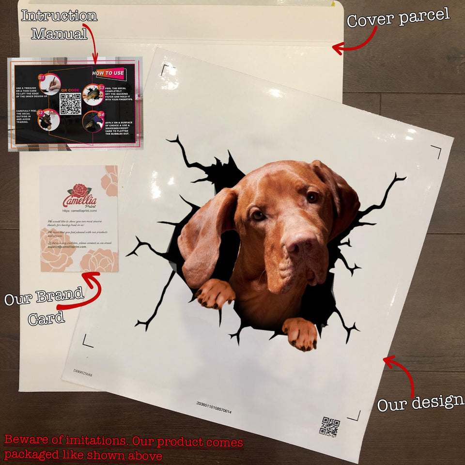 Vizsla Crack Decal For Car Window Funny Memes Outdoor Stickers Unique Mothers Day Gifts