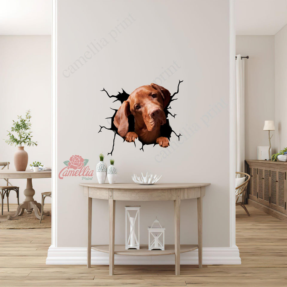 Vizsla Crack Decal For Car Window Funny Memes Outdoor Stickers Unique Mothers Day Gifts