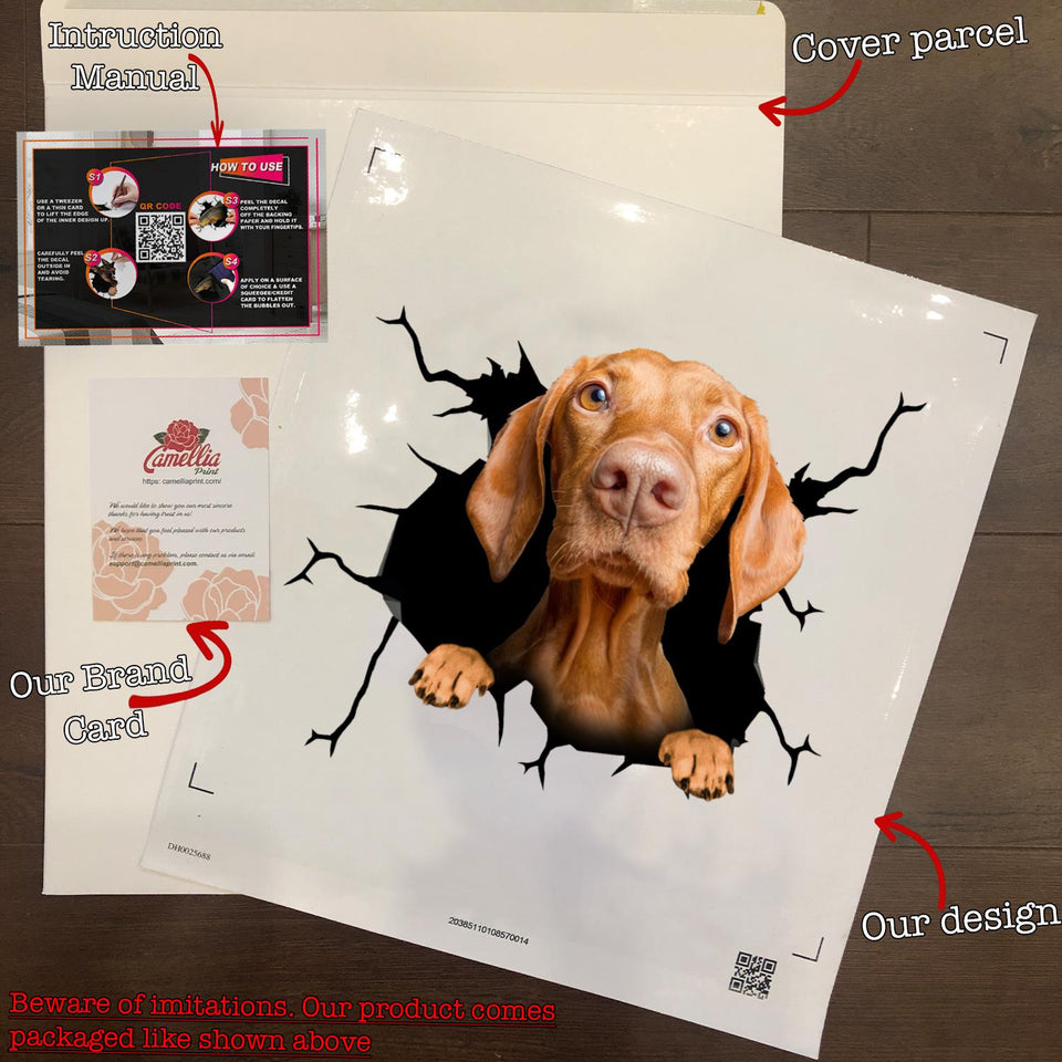 Vizsla Crack Sticker Cute Pretty Cute Car Window Decals Mother's Day Gifts