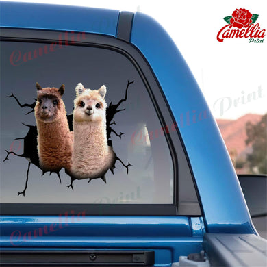 Alpaca Crack Decal Car Hot Magnetic Stickers 15 Year Anniversary Gift