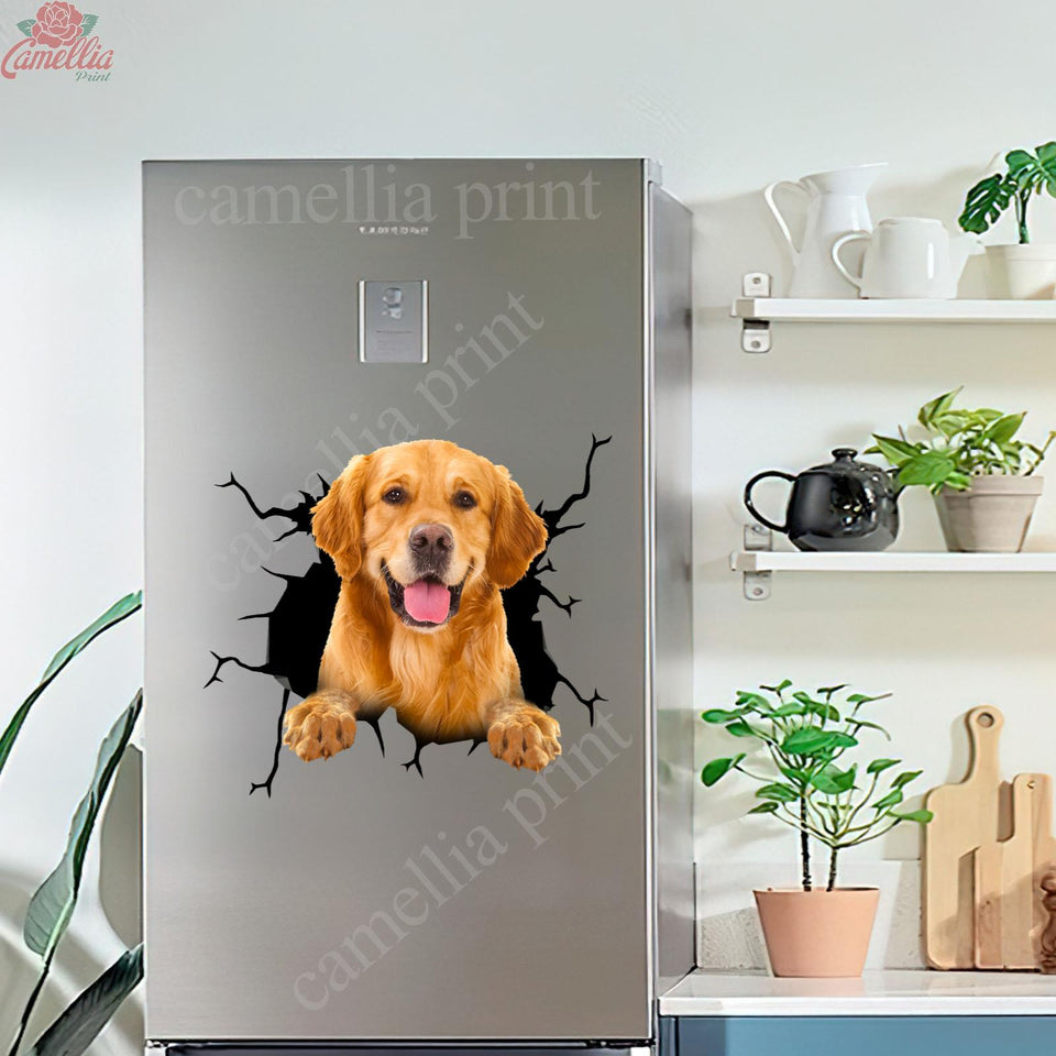 Golden Retriever Crack Decals For Cars Cute Sticker Christmas Gifts