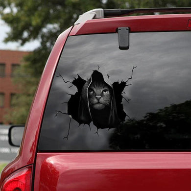 [sk0207-snf-tnt] Funny Black Cats crack Sticker Lover - Camellia Print