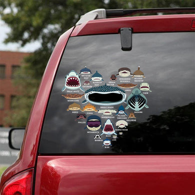 [sk0206-snf-tnt] Funny Sharks animals Sticker Lover - Camellia Print