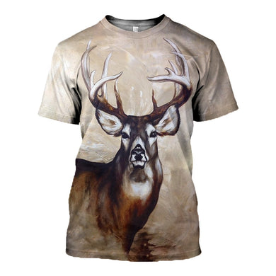 3D Printed Whitetail Deer Painting Hoodie T-shirt