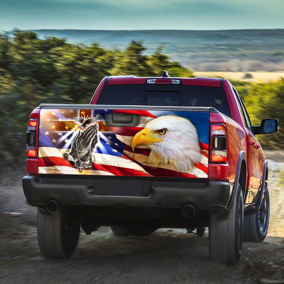 Jesus Cross Eagle American truck Tailgate Decal Sticker Wrap Tailgate Wrap Decals For Trucks