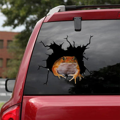 [sk1873-snf-tnt]-funny-frog-crack-car-sticker