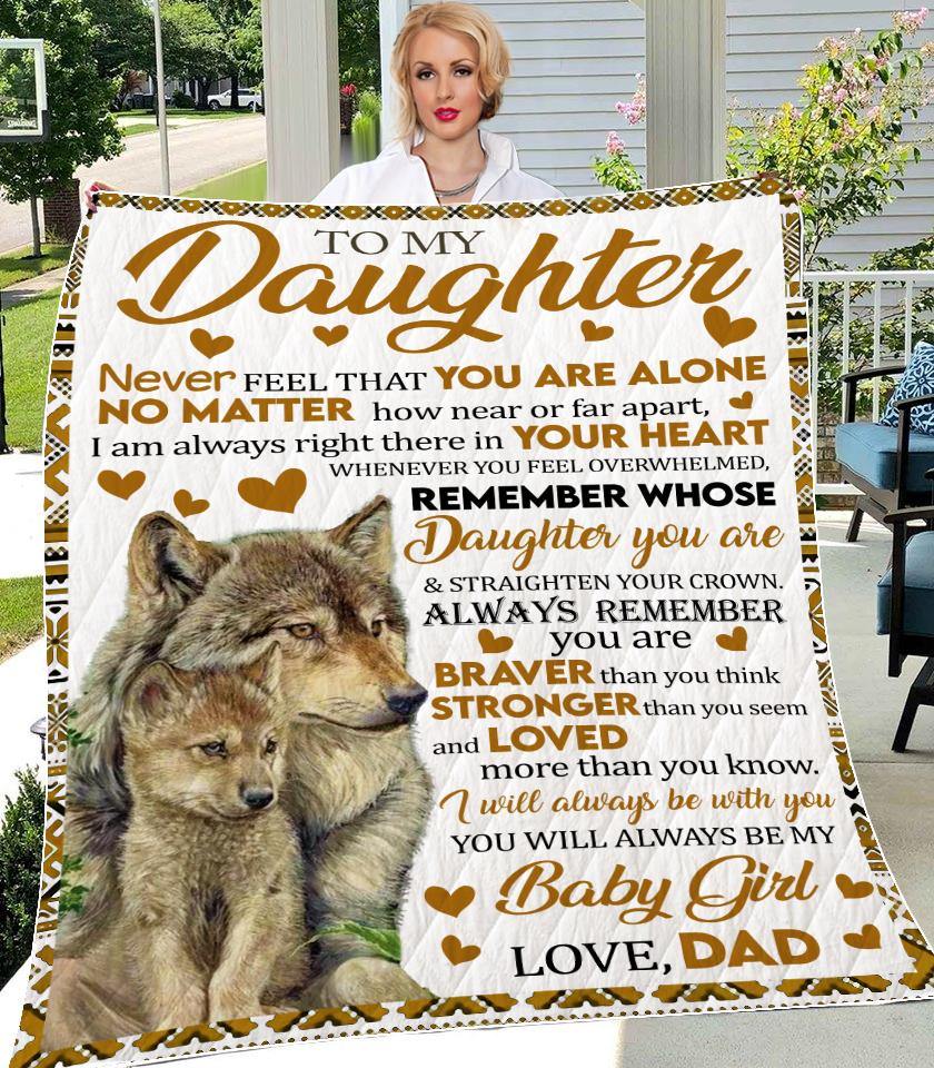 To My Daughter Wolf Blanket - Camellia Print